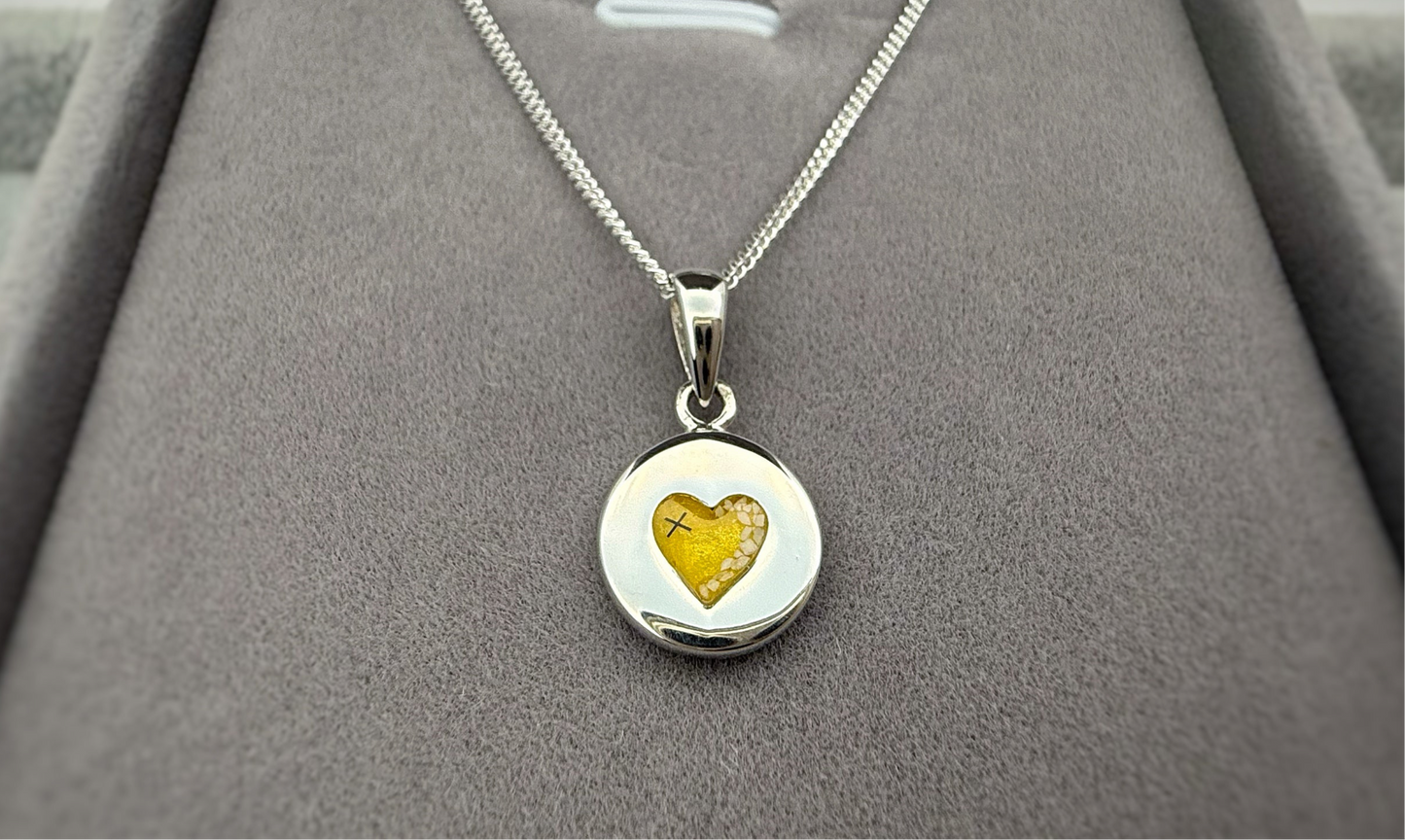 925 Silver Small Round Heart Indent Pendant