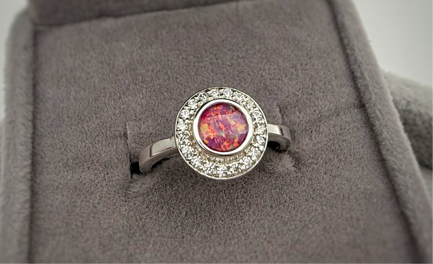 925 Silver Halo Cluster Crystal Ring