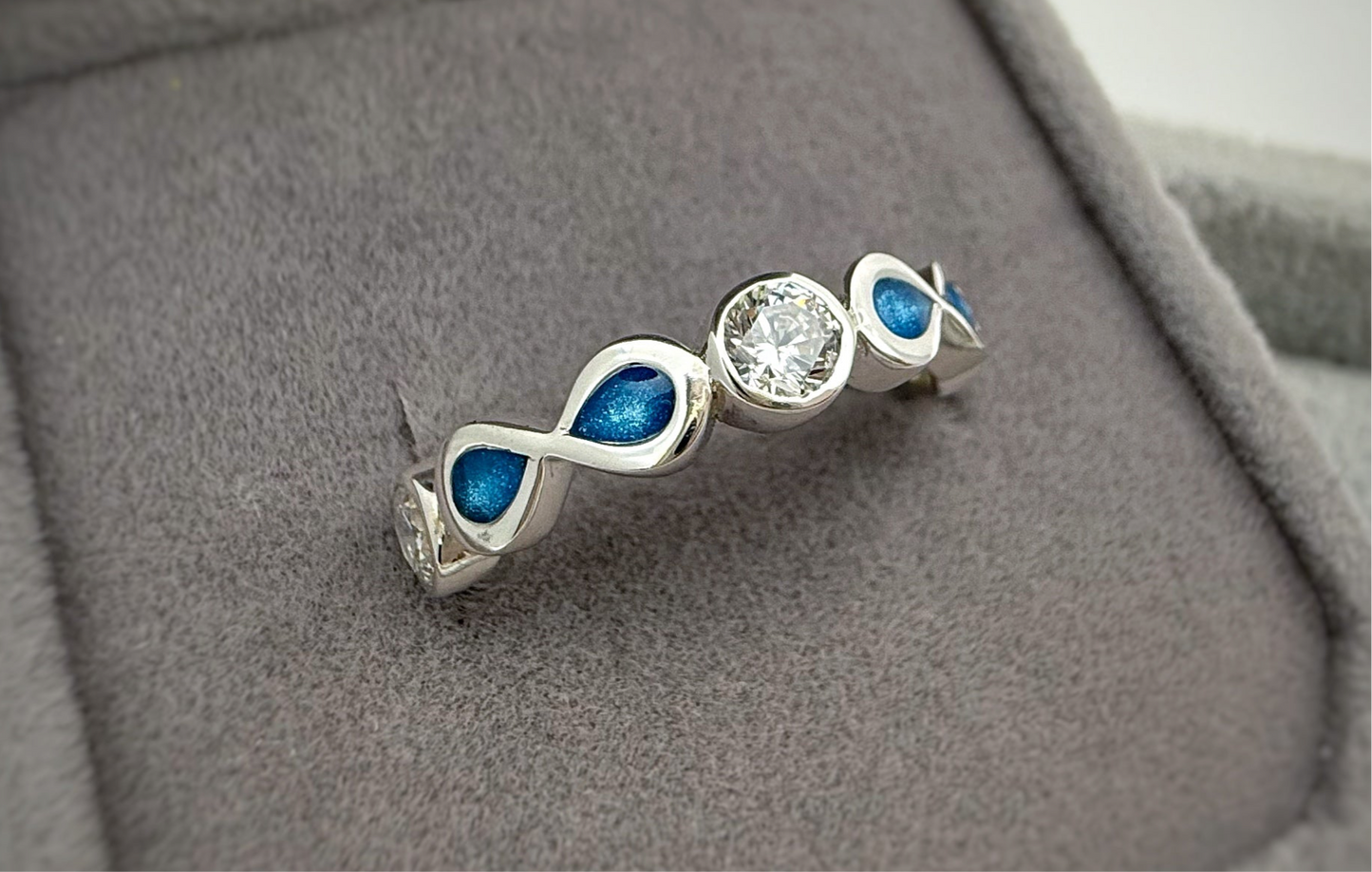 925 Silver Double Infinity Crystal Band Ring
