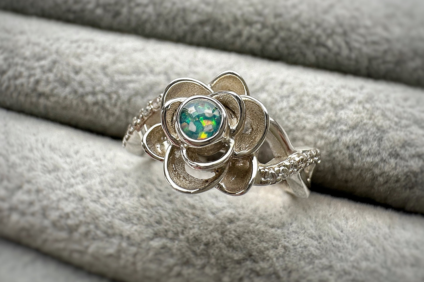 925 Silver Crystal Rose Ring