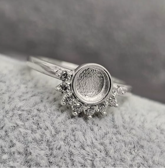 925 Silver Half Halo Crystal Ring