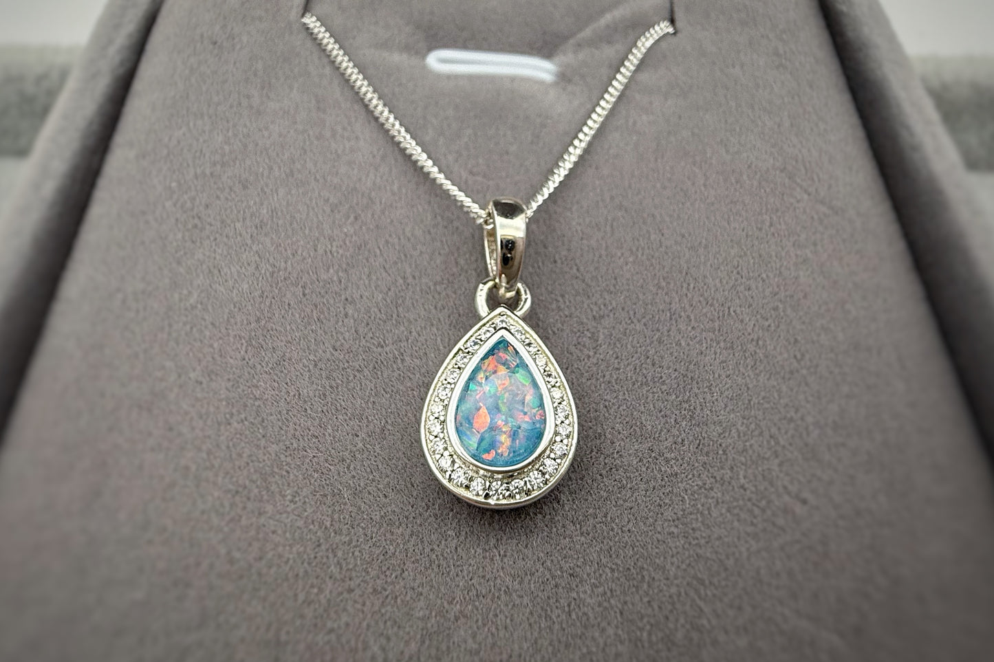925 Silver Pear Drop Crystal Pendant