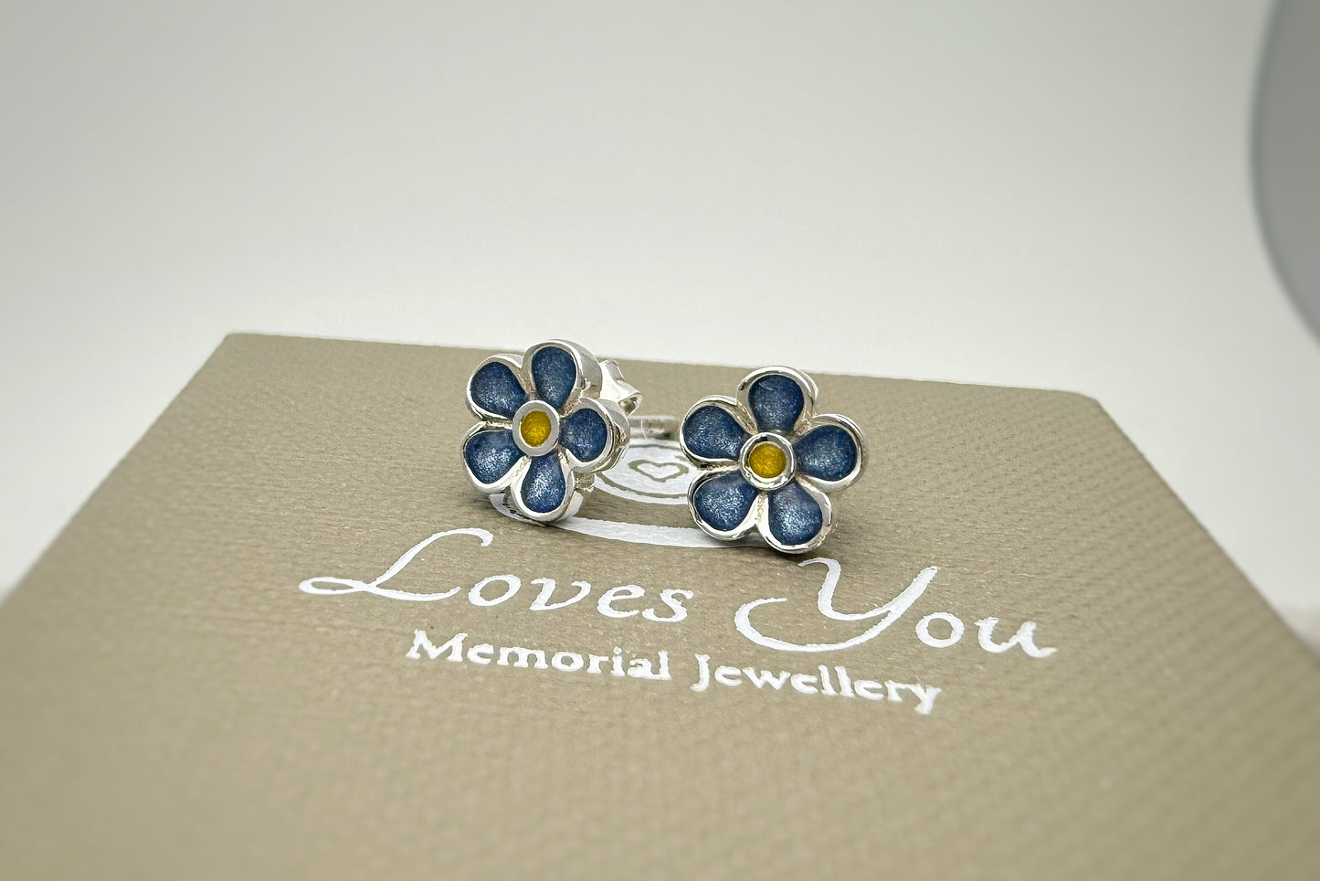 925 Silver Forget-Me-Not Stud Memorial Earrings