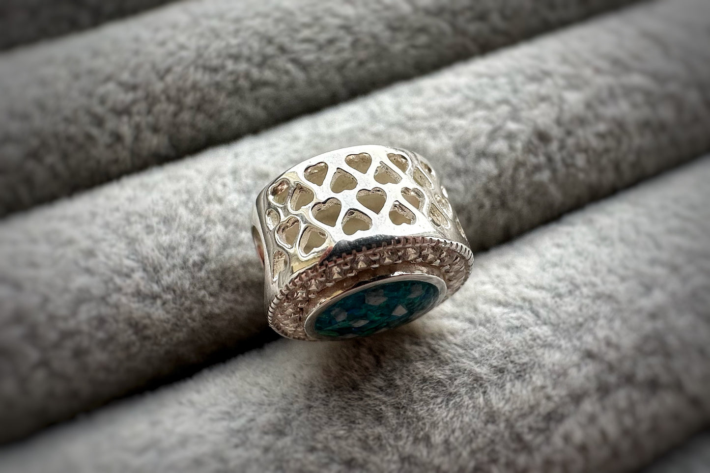 925 Silver Round Halo Filigree Crystal Charm