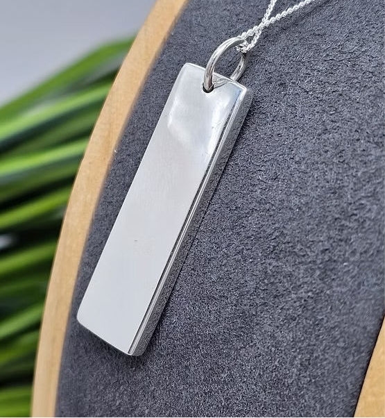 925 Silver Gents/Unisex Oblong Bar Pendant