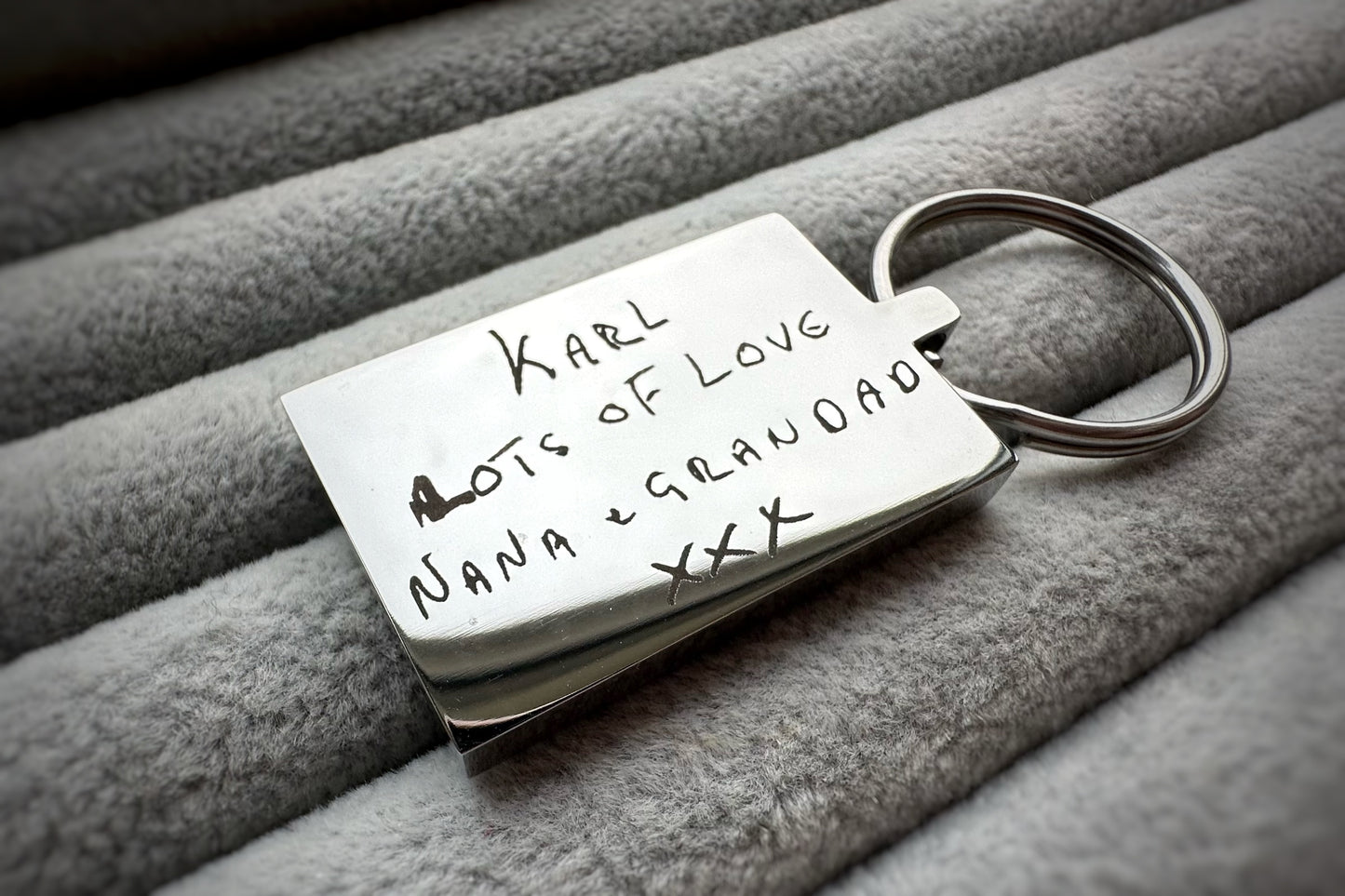 Handwriting/Drawing/Fingerprint Engraved Metal Keyrings