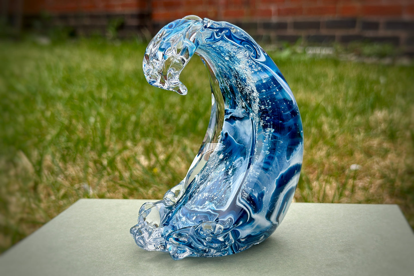 Crystal Glass Ashes Sea Wave Keepsake