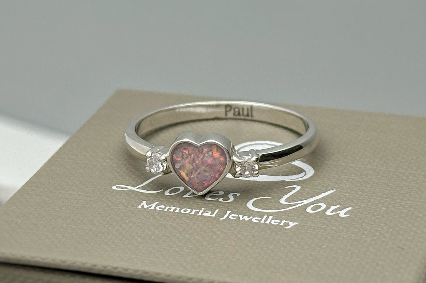 925 Silver Heart Single Crystal Side Ring
