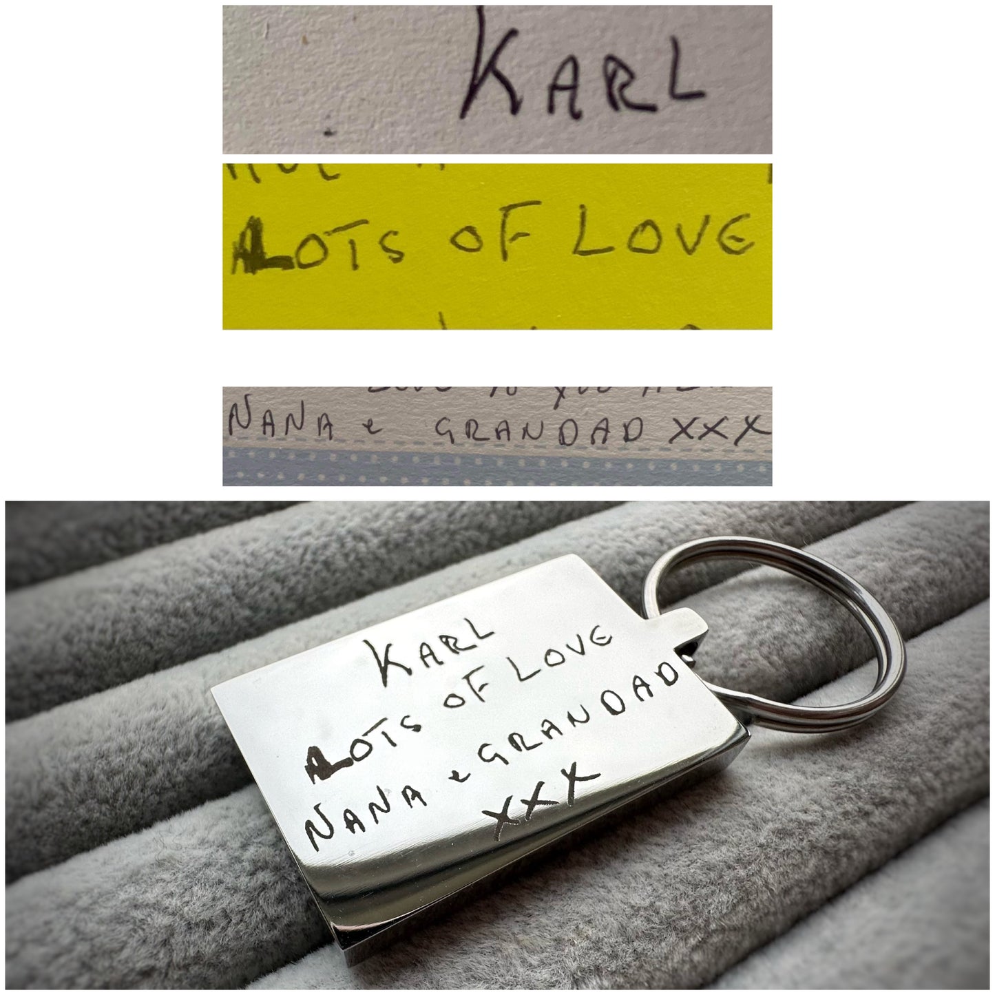 Handwriting/Drawing/Fingerprint Engraved Metal Keyrings