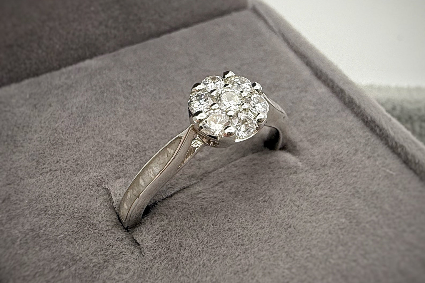 925 Silver Cluster Solitaire Ring