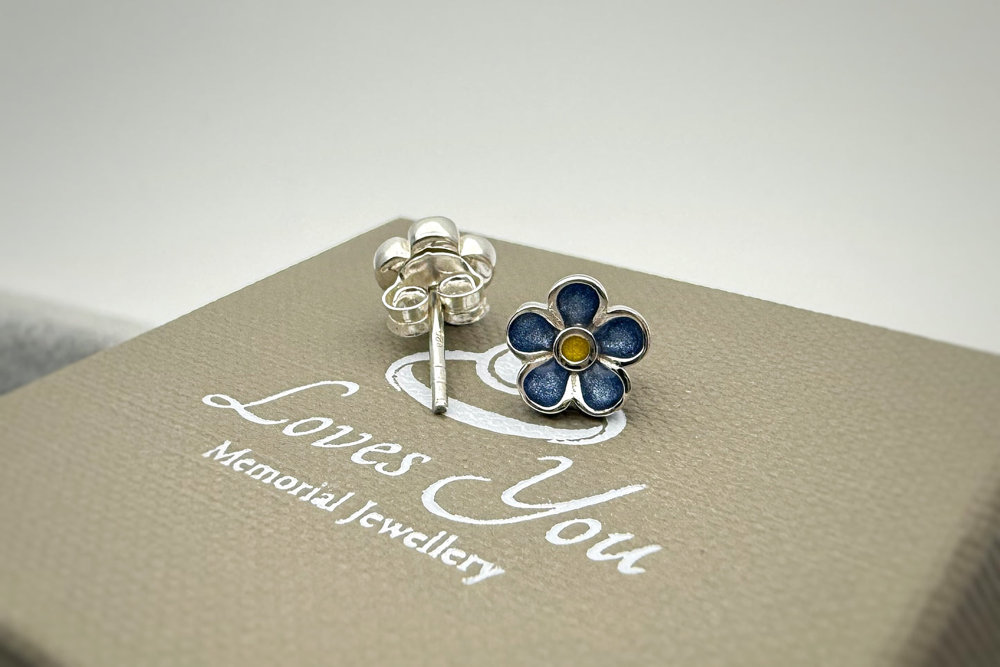 925 Silver Forget-Me-Not Stud Memorial Earrings