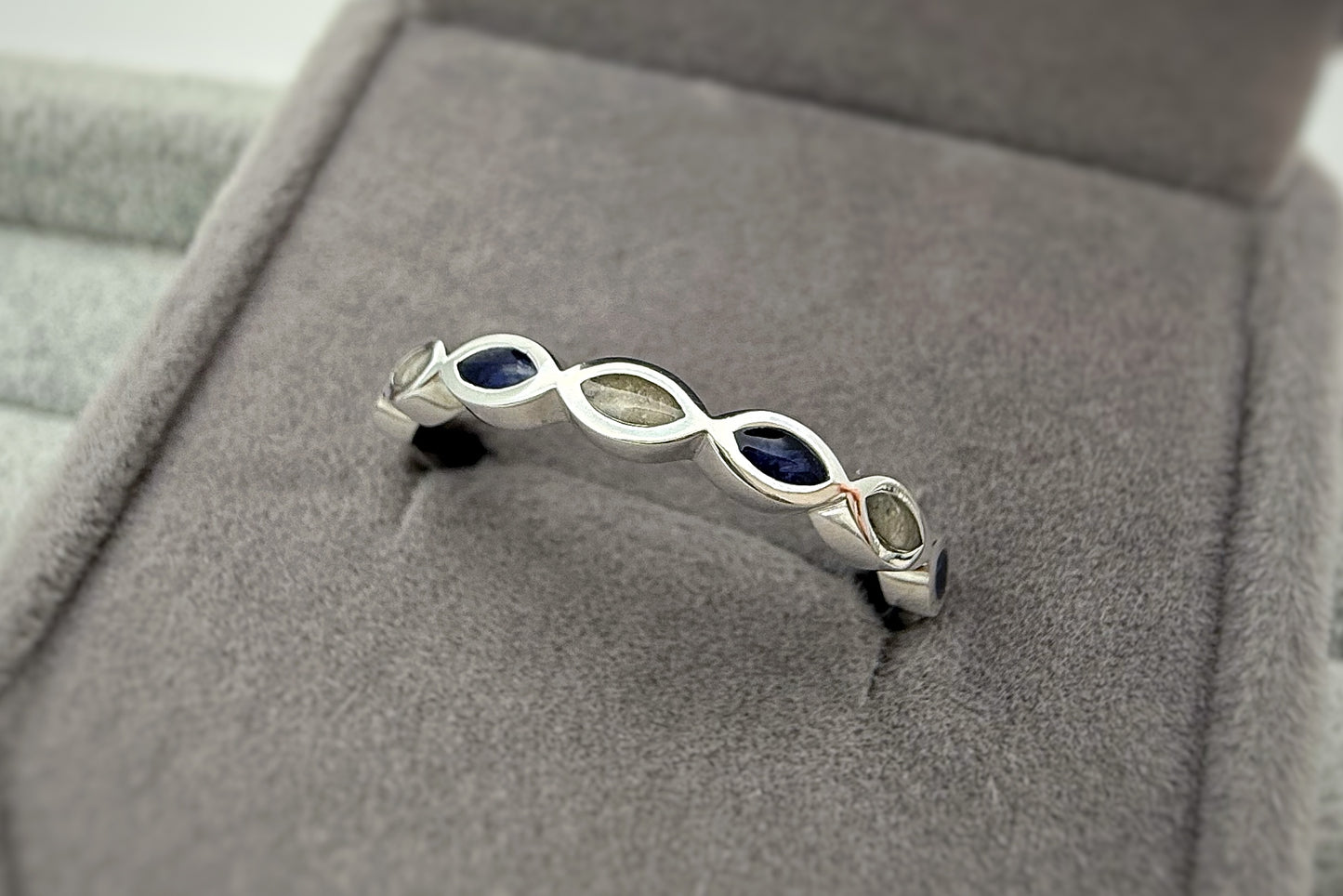 925 Silver Half Almond Band Ring