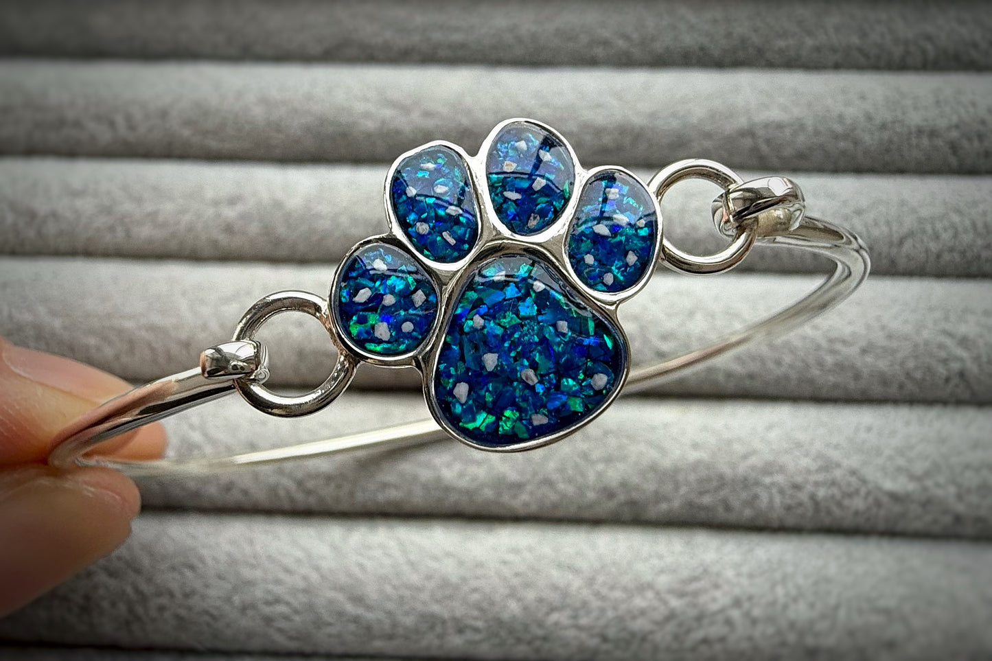 925 Silver Paw Print Bangle