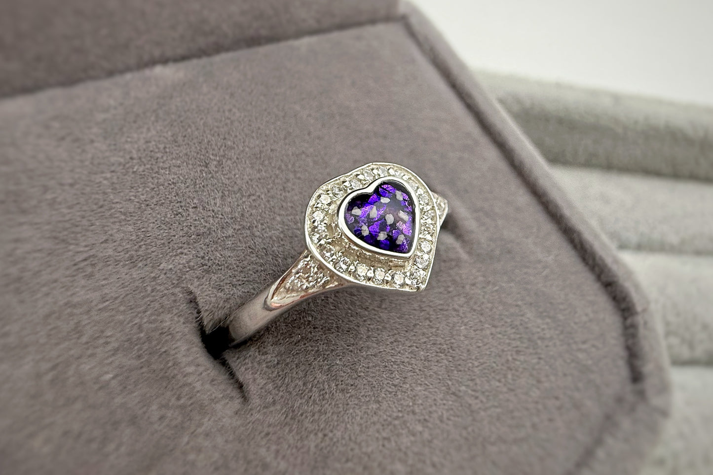 Silver Heart Crystal Halo Ring