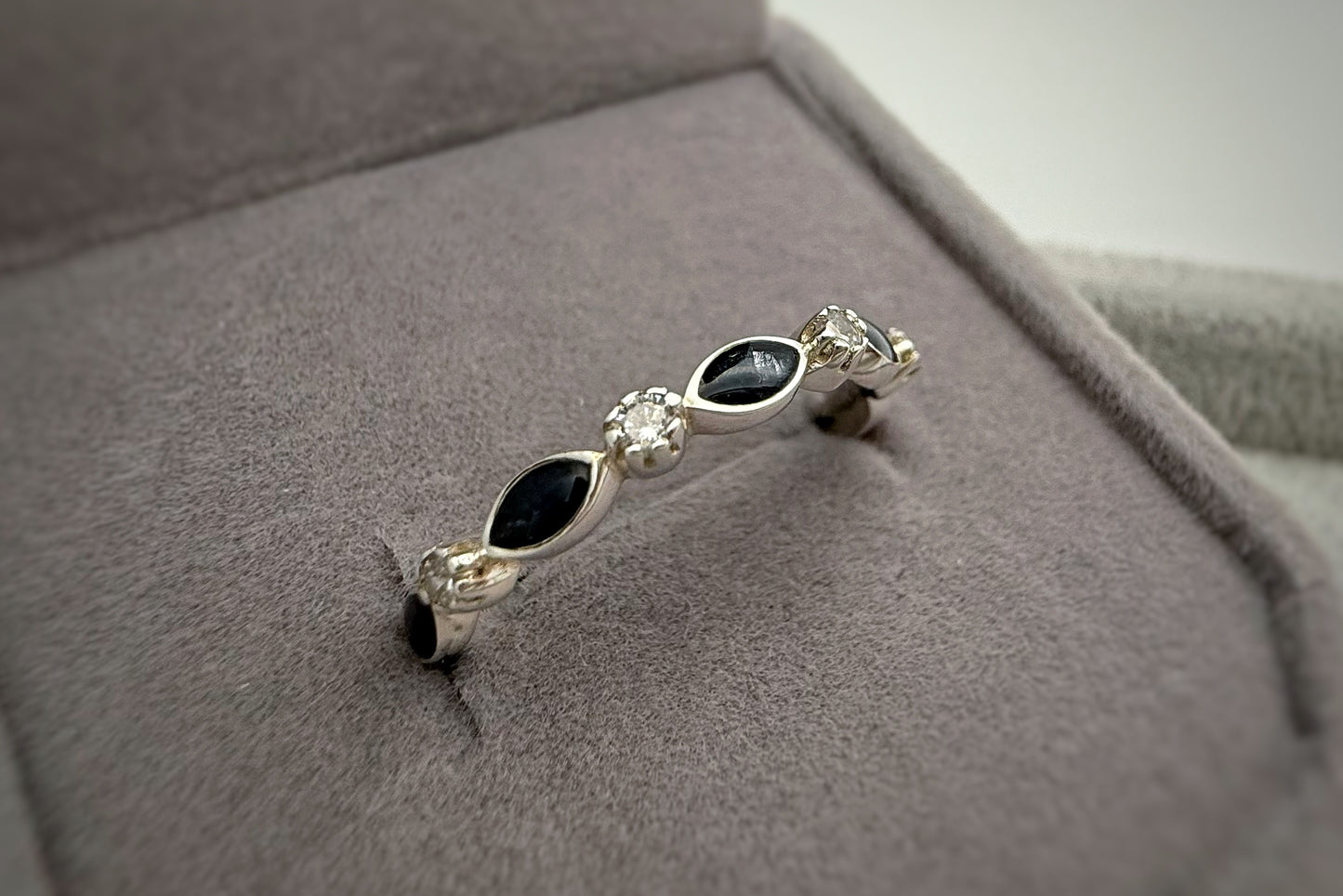 925 Silver Half Marquis Crystal Ring