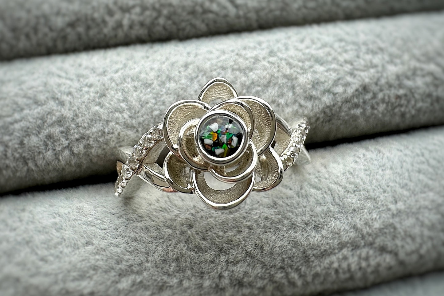 925 Silver Crystal Rose Ring