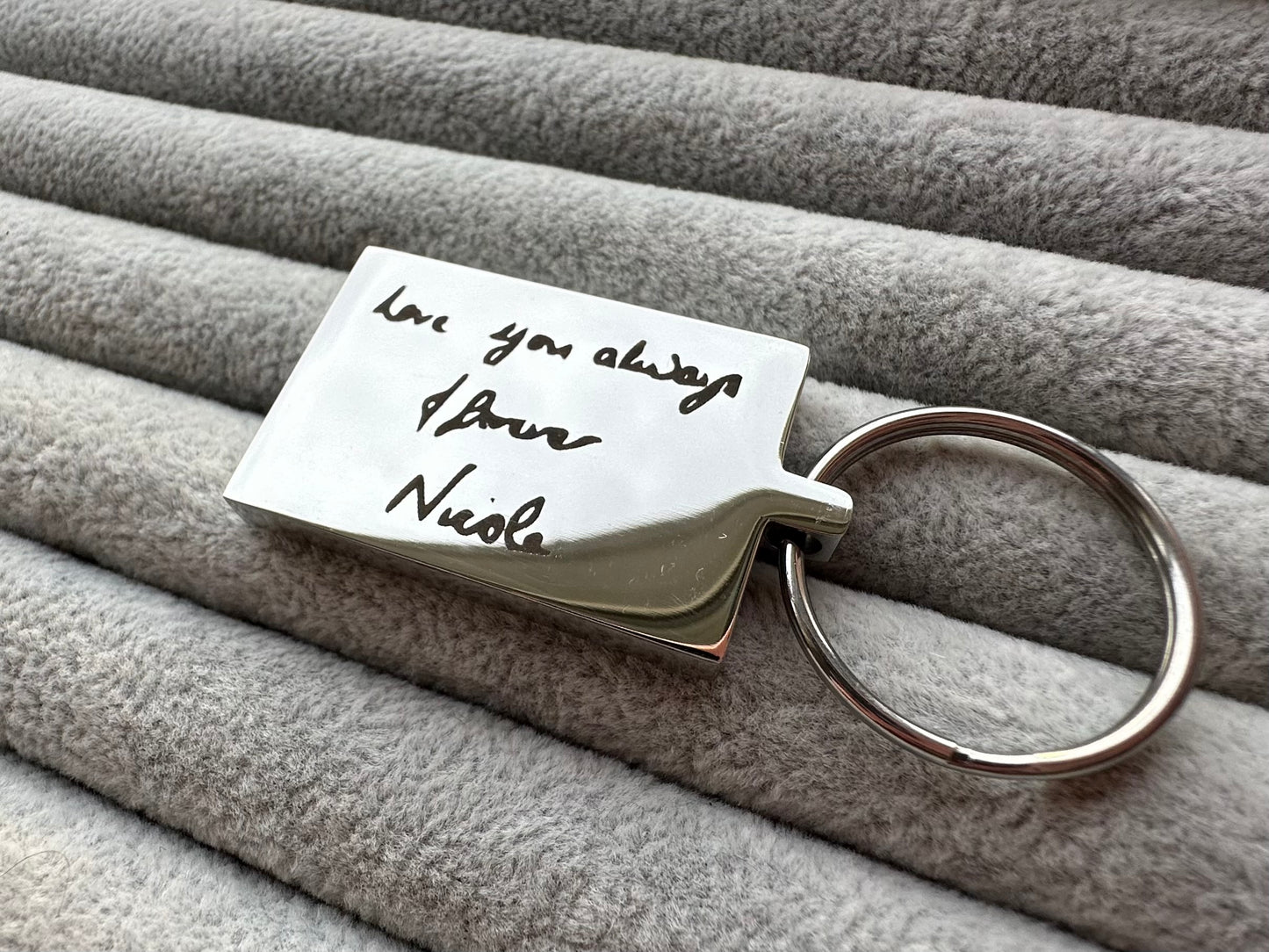 Handwriting/Drawing/Fingerprint Engraved Metal Keyrings