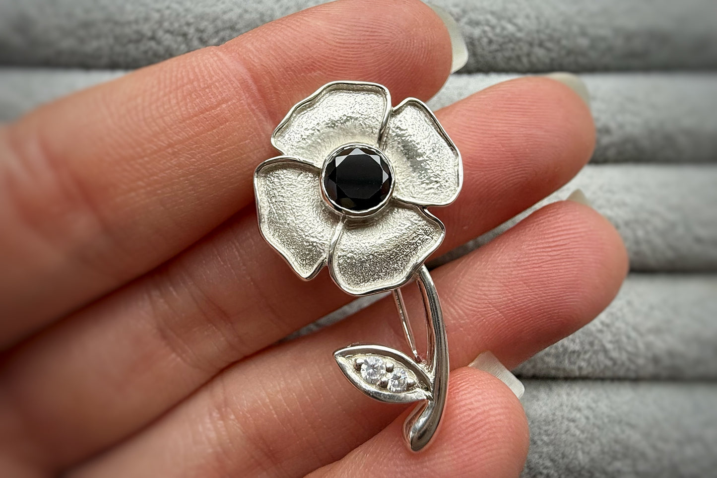 925 Silver Exclusive Poppy Brooch