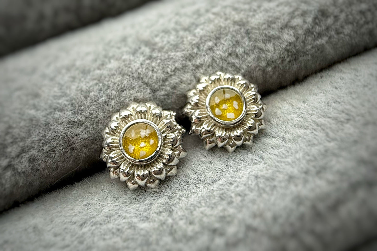 925 Silver Sunflower Stud Memorial Earrings