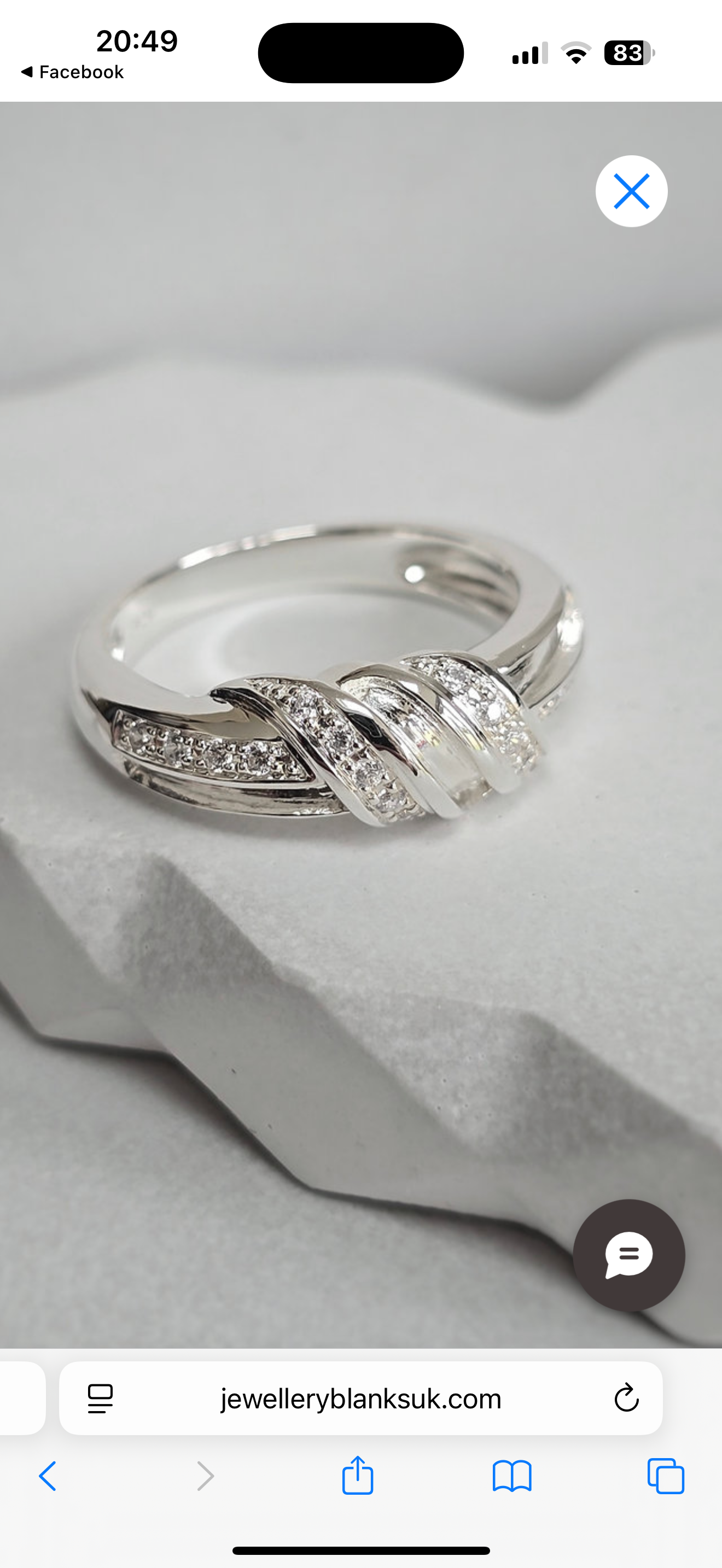 925 Silver Three Stone Knot Twist Band Ring