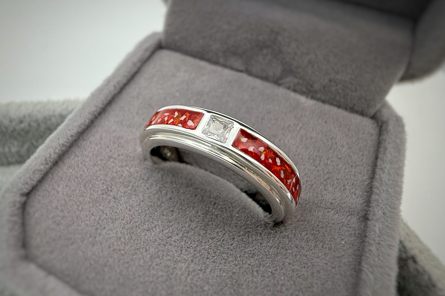 925 Silver Unisex 5mm Double Channel Crystal Band Ring
