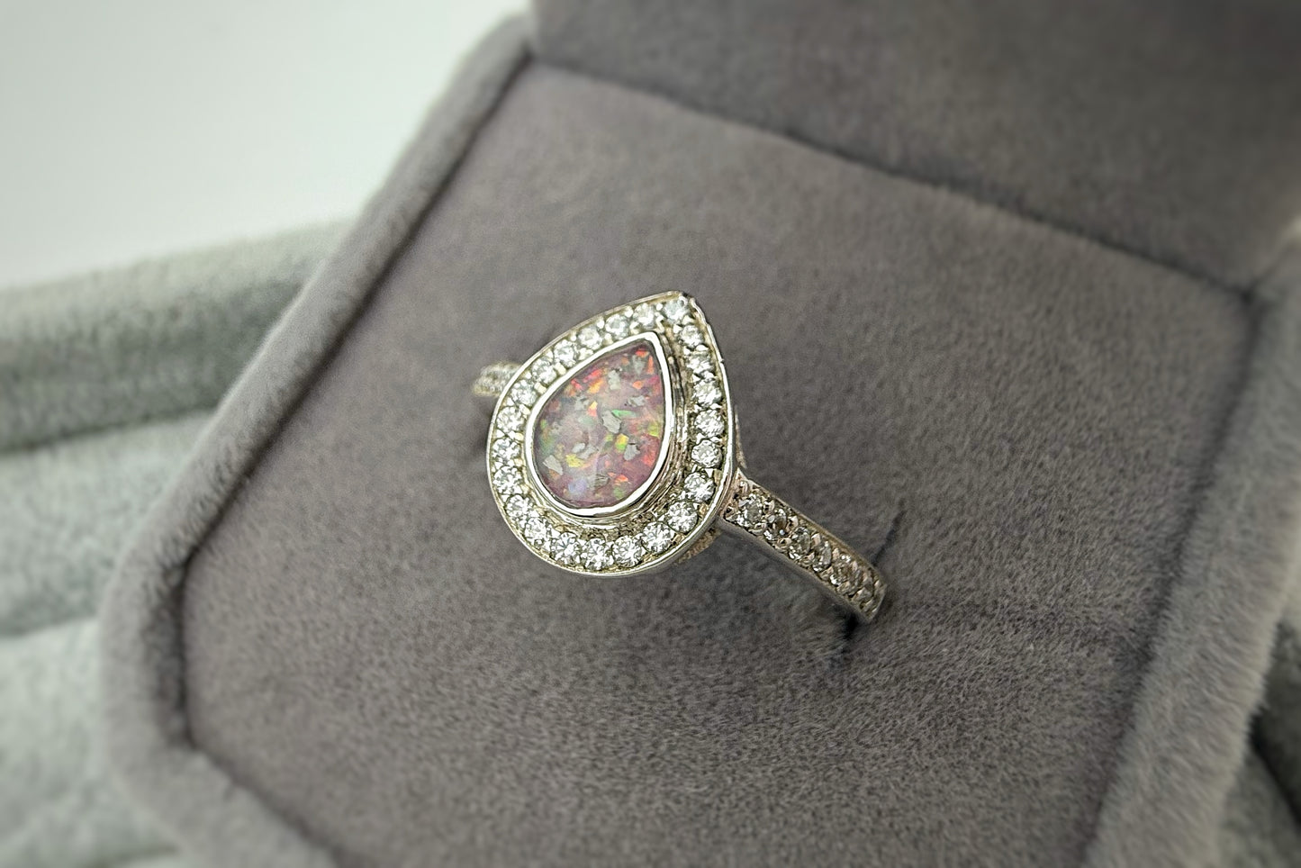 925 Silver Pear Drop Crystal Ring