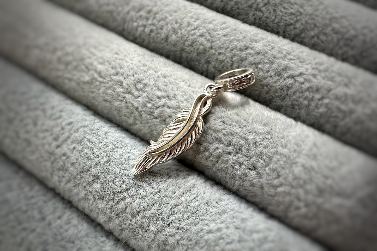 925 Silver Dangle Feather Charm