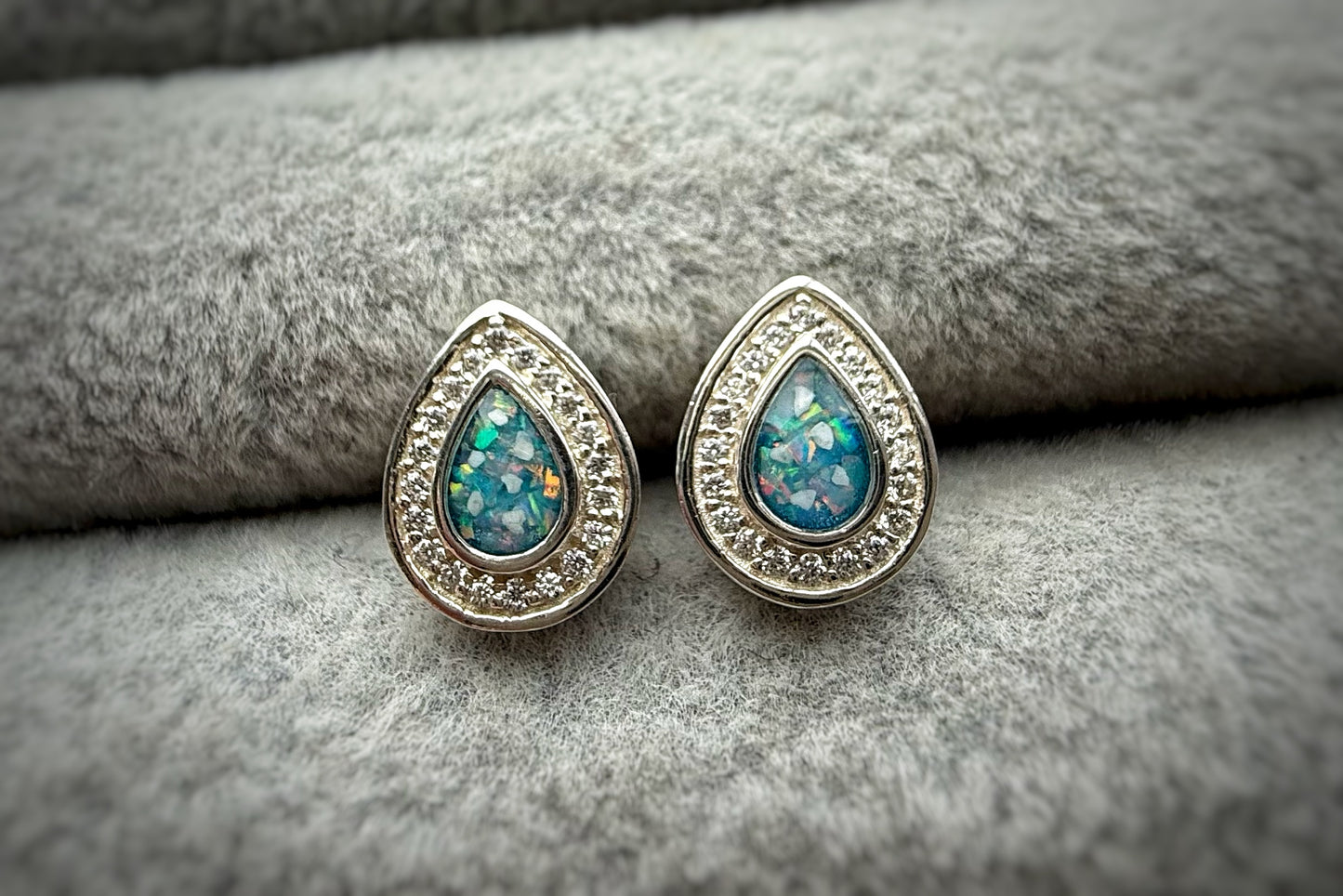 925 Silver Crystal Pear Drop Memorial Stud Earrings