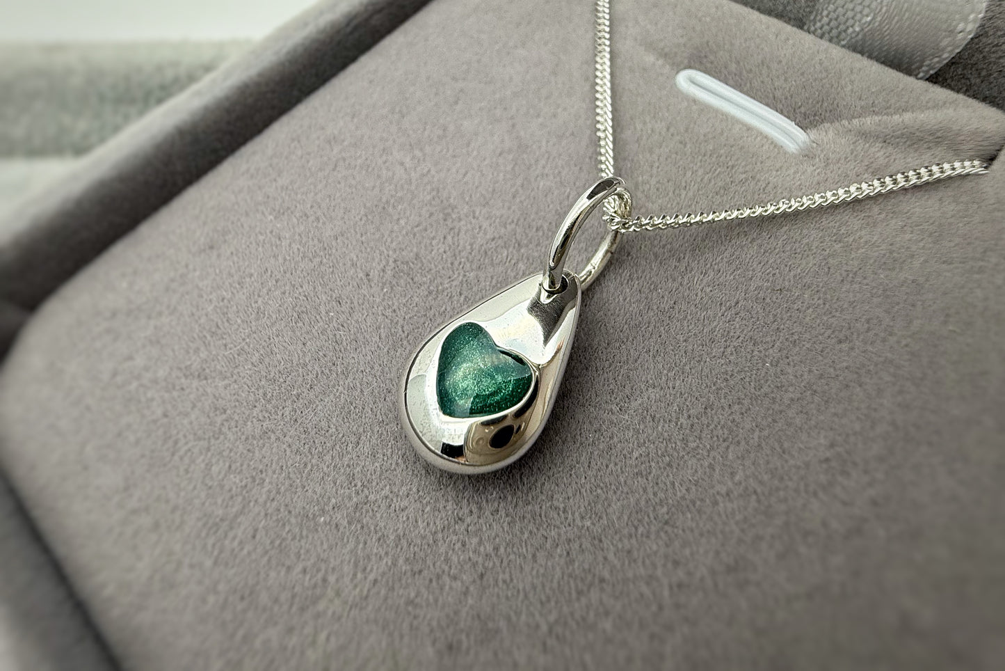 925 Silver Pebble Heart Indent Pendant