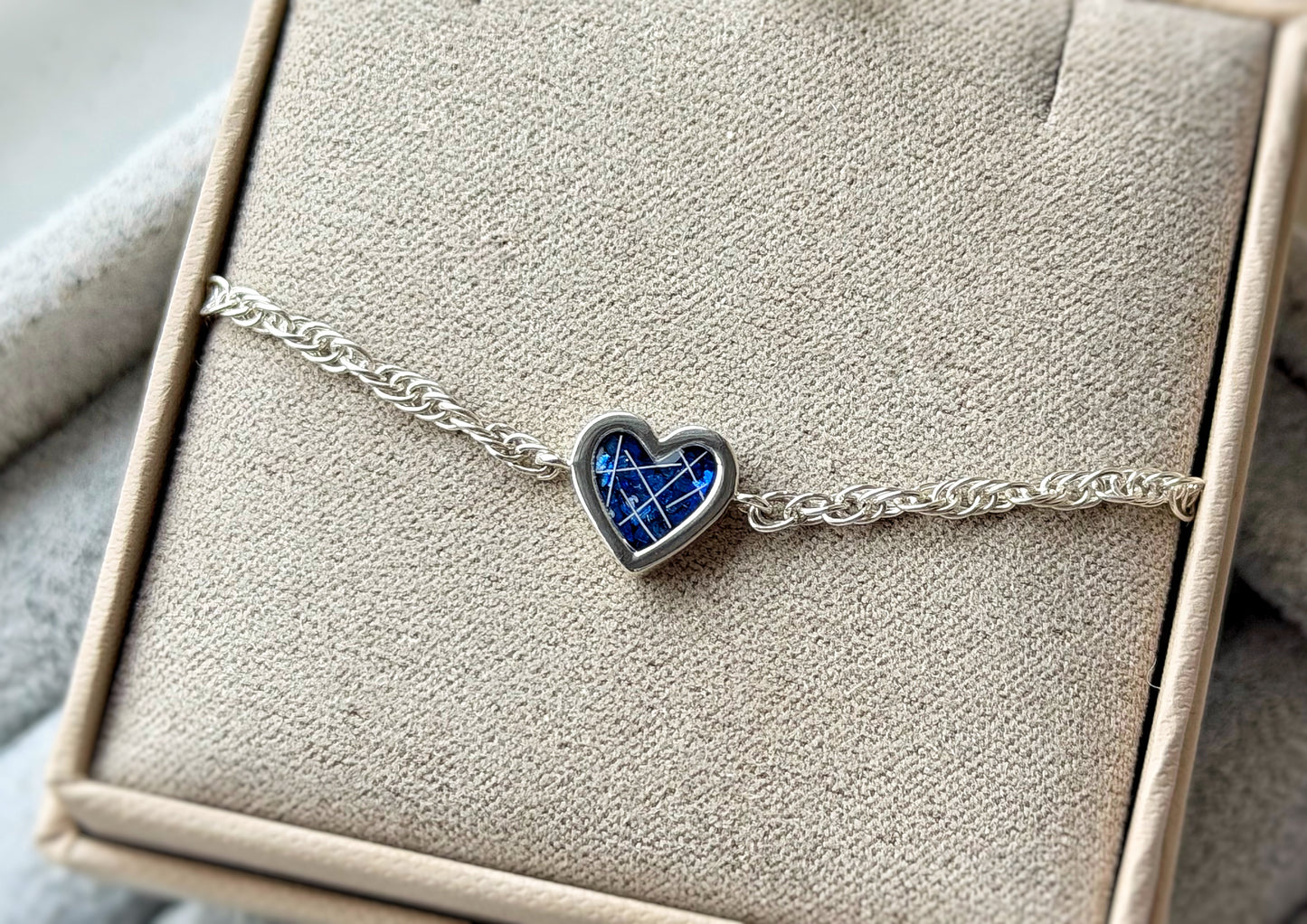 925 Silver Mini Bubble Heart Adjustable Twisted Curb Chain Bracelet
