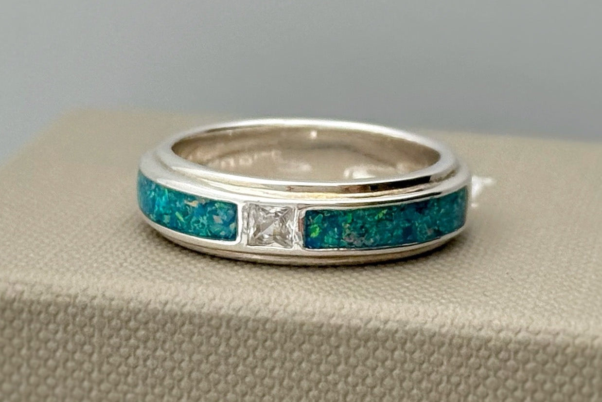 925 Silver Unisex 5mm Double Channel Crystal Band Ring