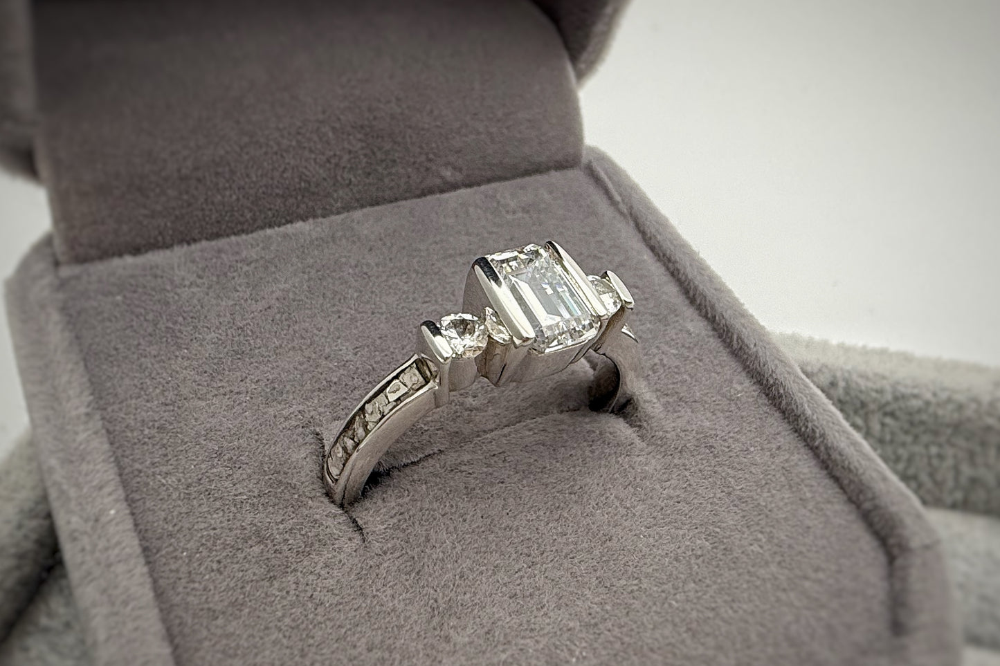 925 Silver Emerald Cut Solitaire Ring