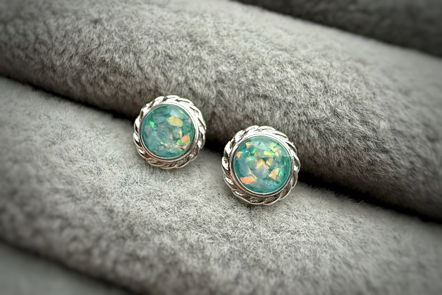 925 Silver Round Rope Edged Stud Memorial Earrings