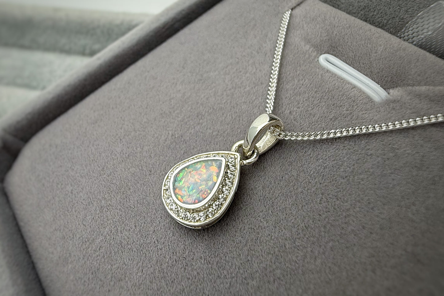 925 Silver Pear Drop Crystal Pendant