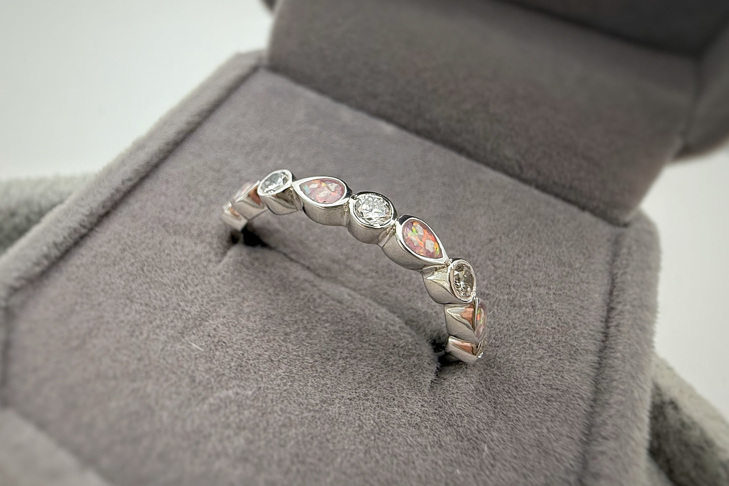 925 Silver Pear Crystal Band Ring
