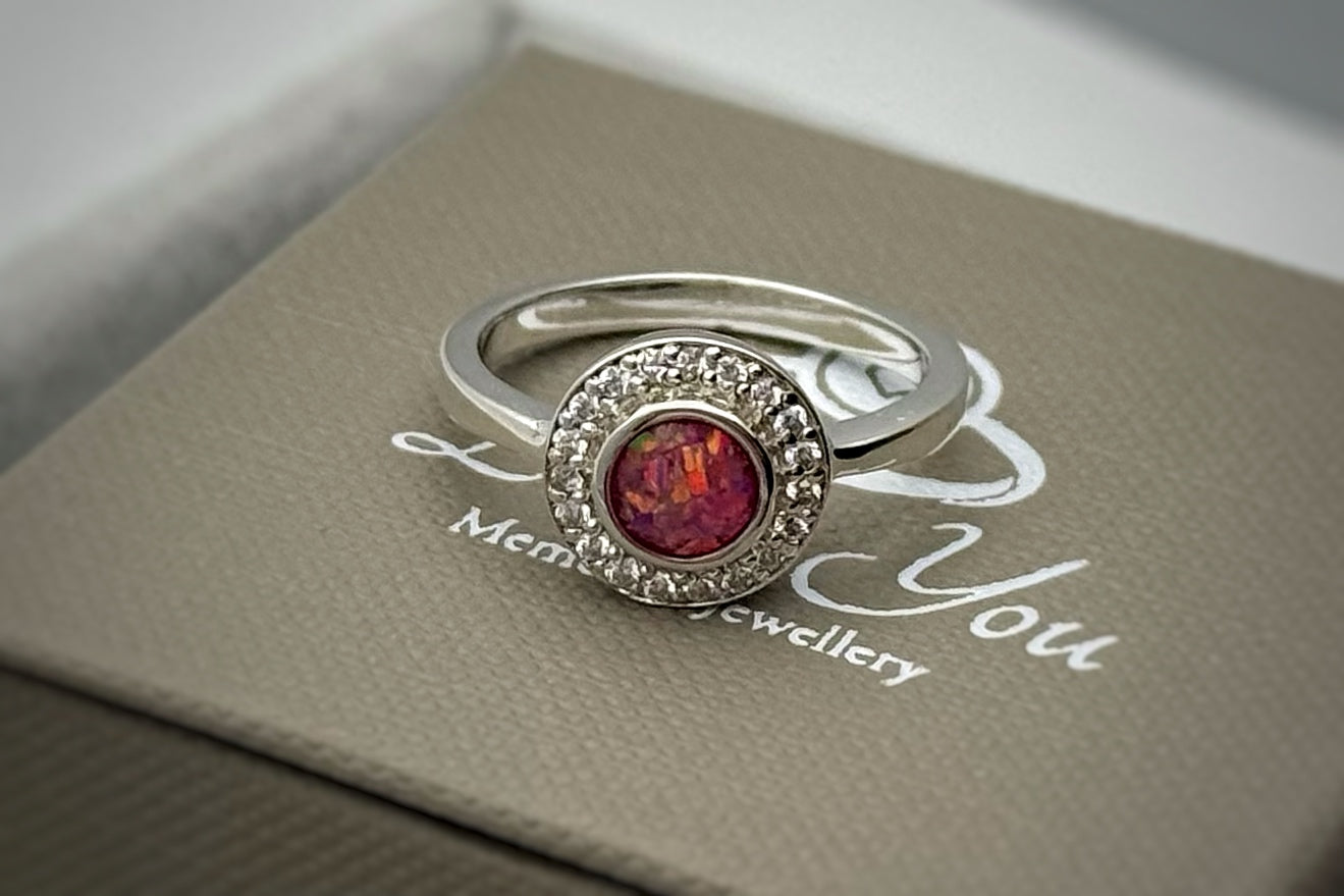 925 Silver Halo Cluster Crystal Ring