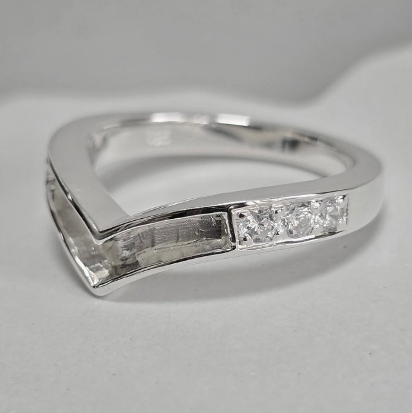 925 Silver Crystal Wishbone Ring