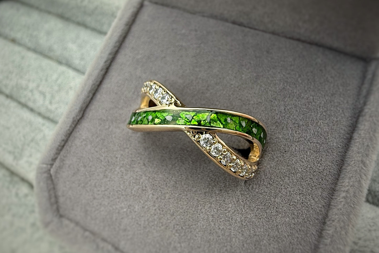 9k Gold Infinity Crystal Ring