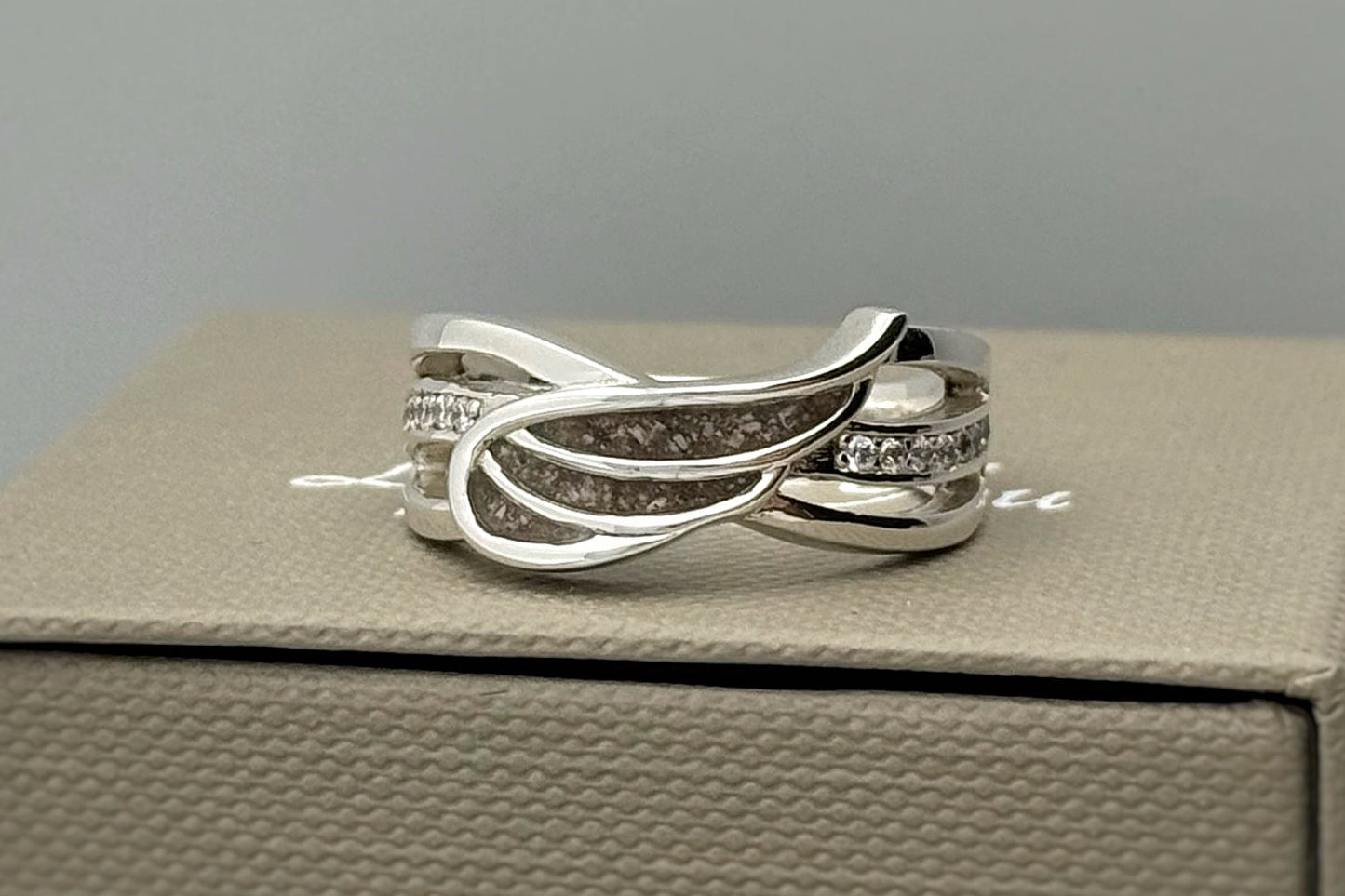 925 Silver Angel Wing Crystal Ring