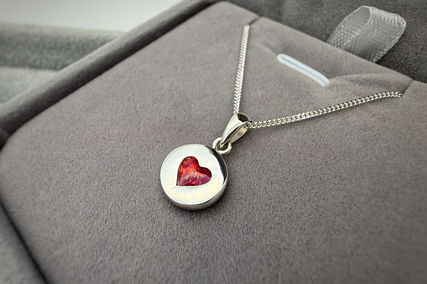 925 Silver Small Round Heart Indent Pendant