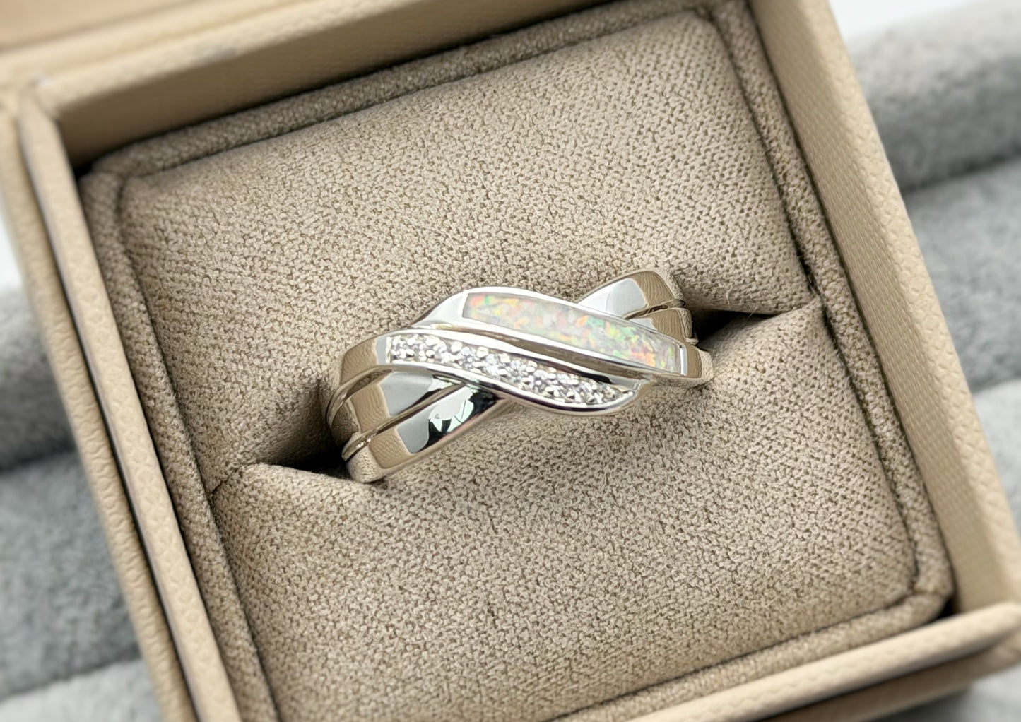 925 Silver Triple Band Crystal Ring