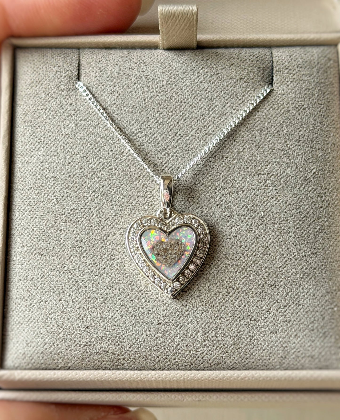 925 Silver Heart Crystal Surround Pendant