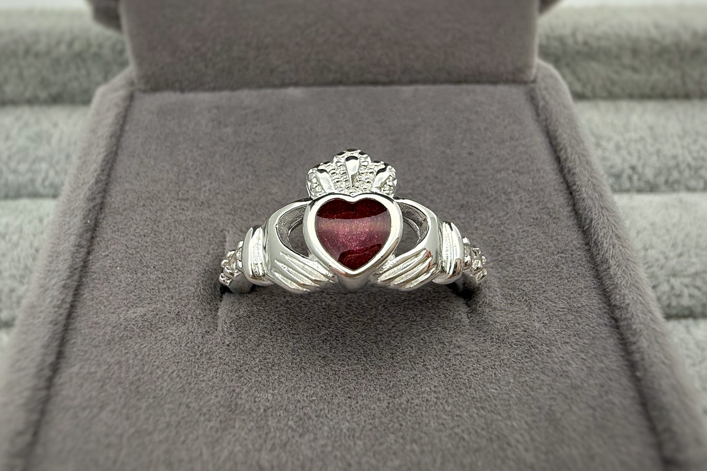 925 Silver Claddagh Heart Stone Ring