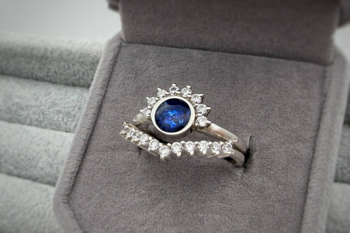 925 Silver Half Halo Crystal Ring