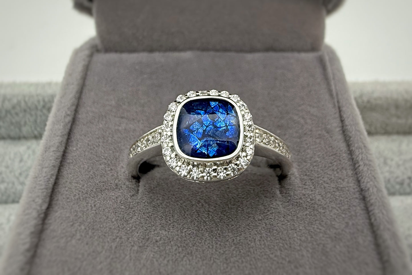 925 Silver Square Cushion Crystal Ring