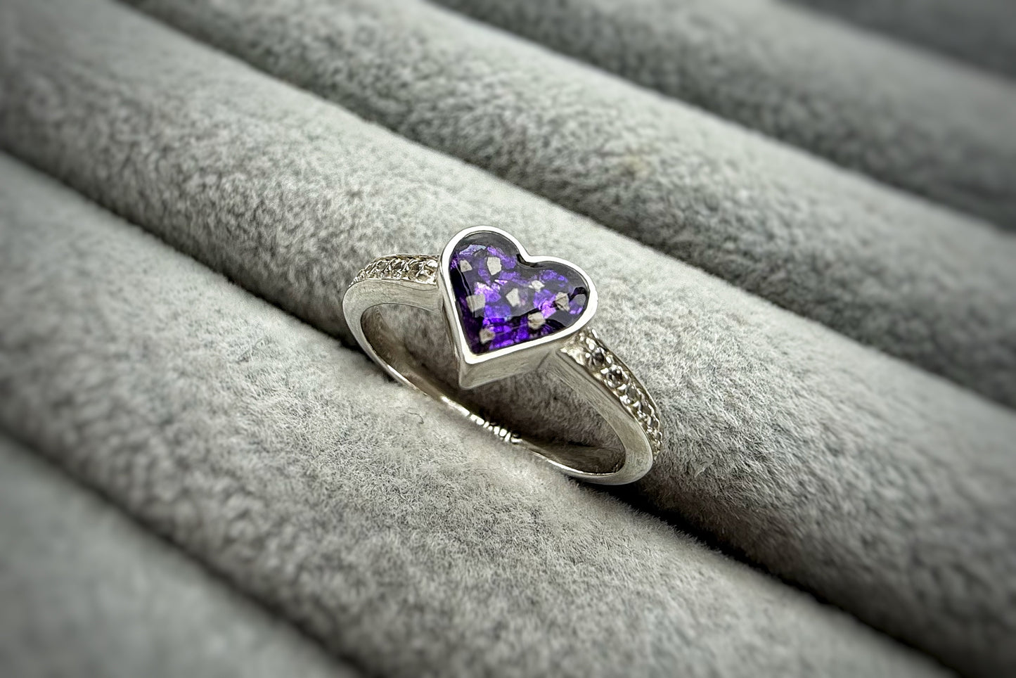 925 Silver Heart Crystal Shoulder Ring