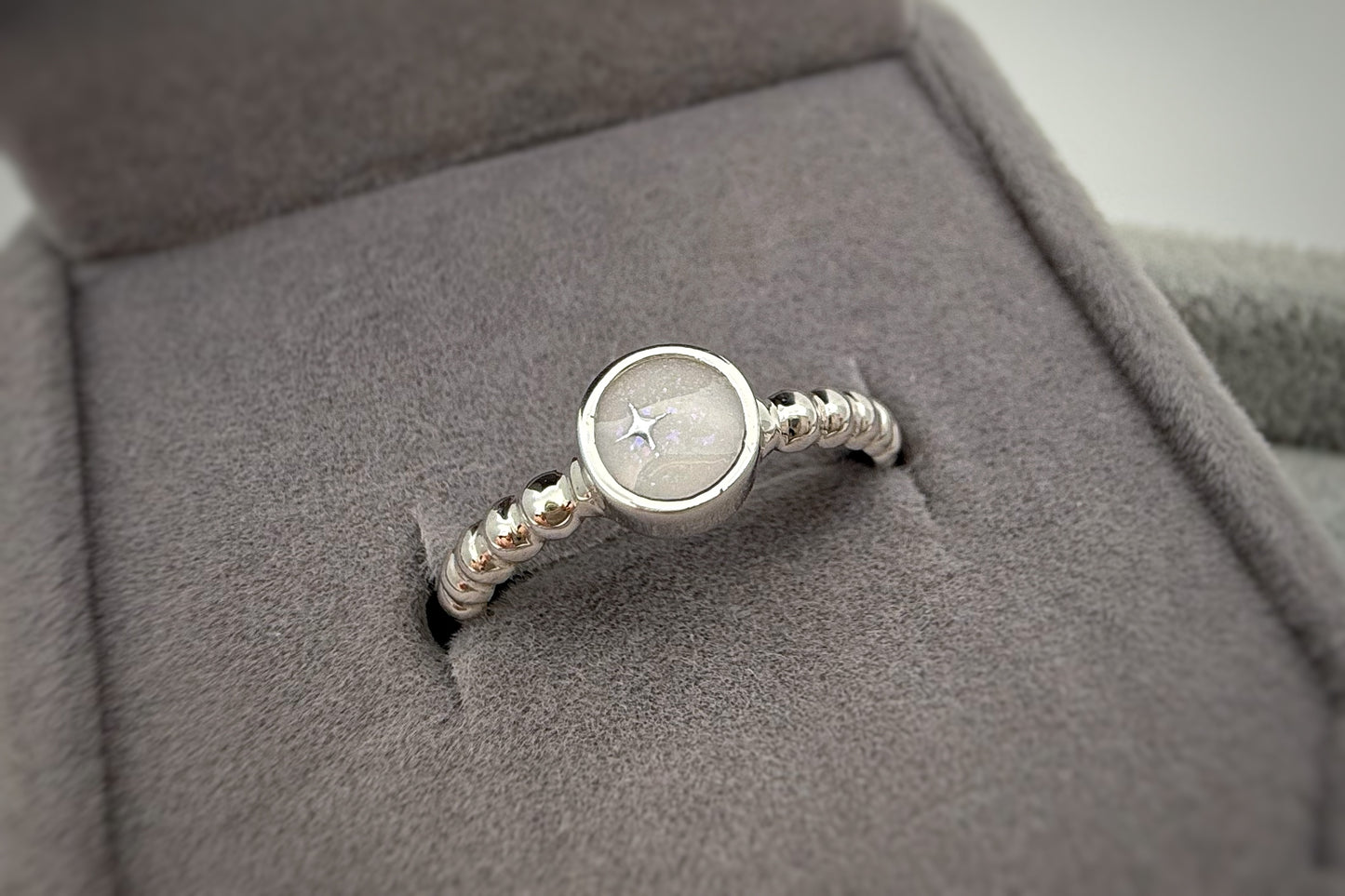 925 Silver Simple Round Stone Bobble Ring