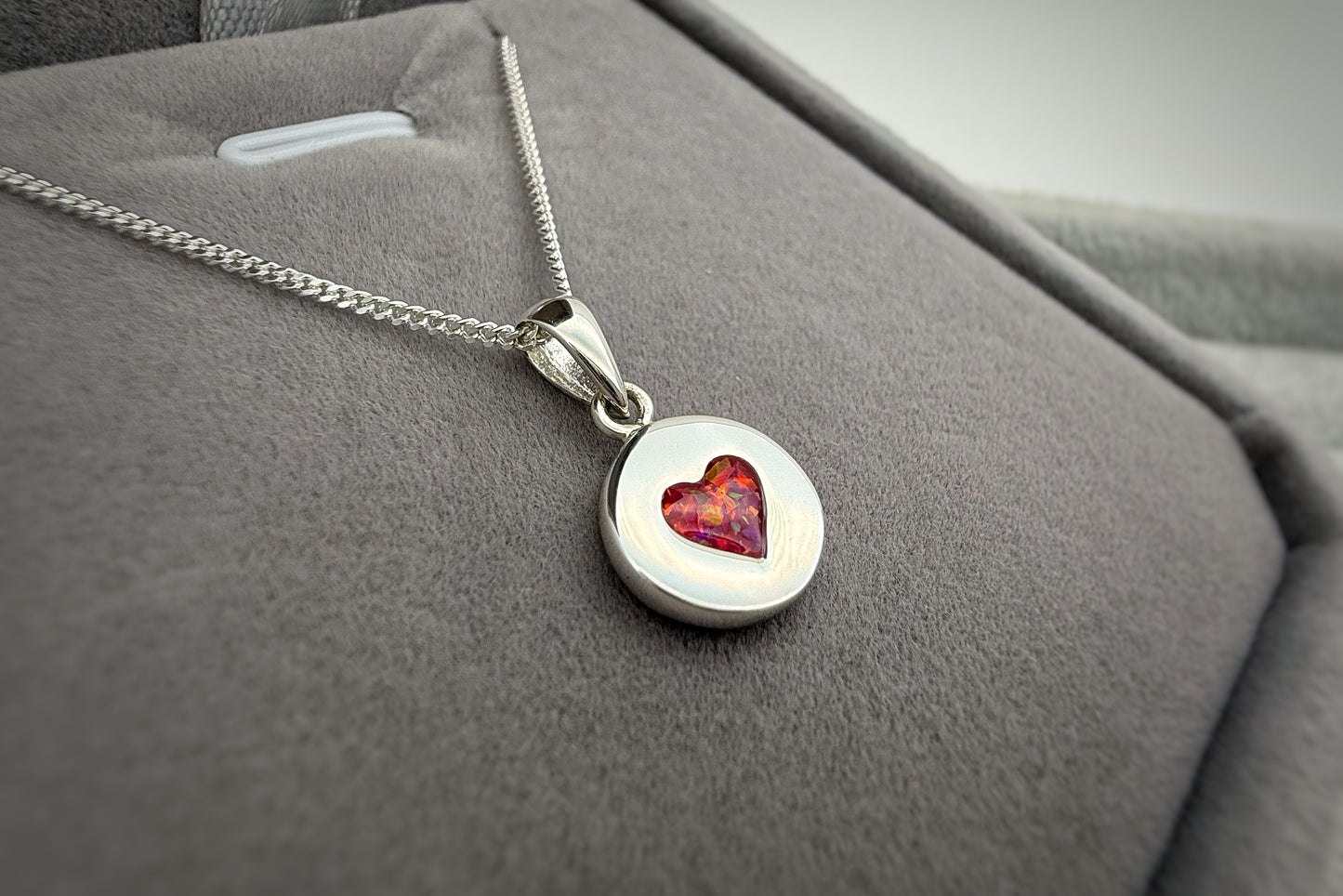 925 Silver Small Round Heart Indent Pendant
