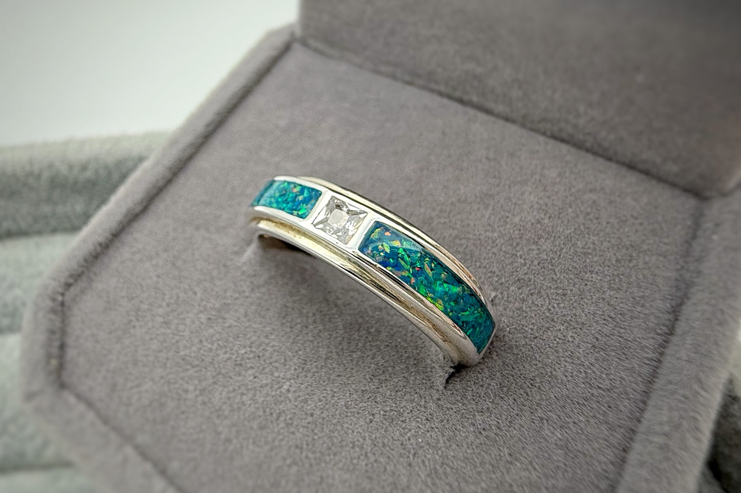 925 Silver Unisex 5mm Double Channel Crystal Band Ring