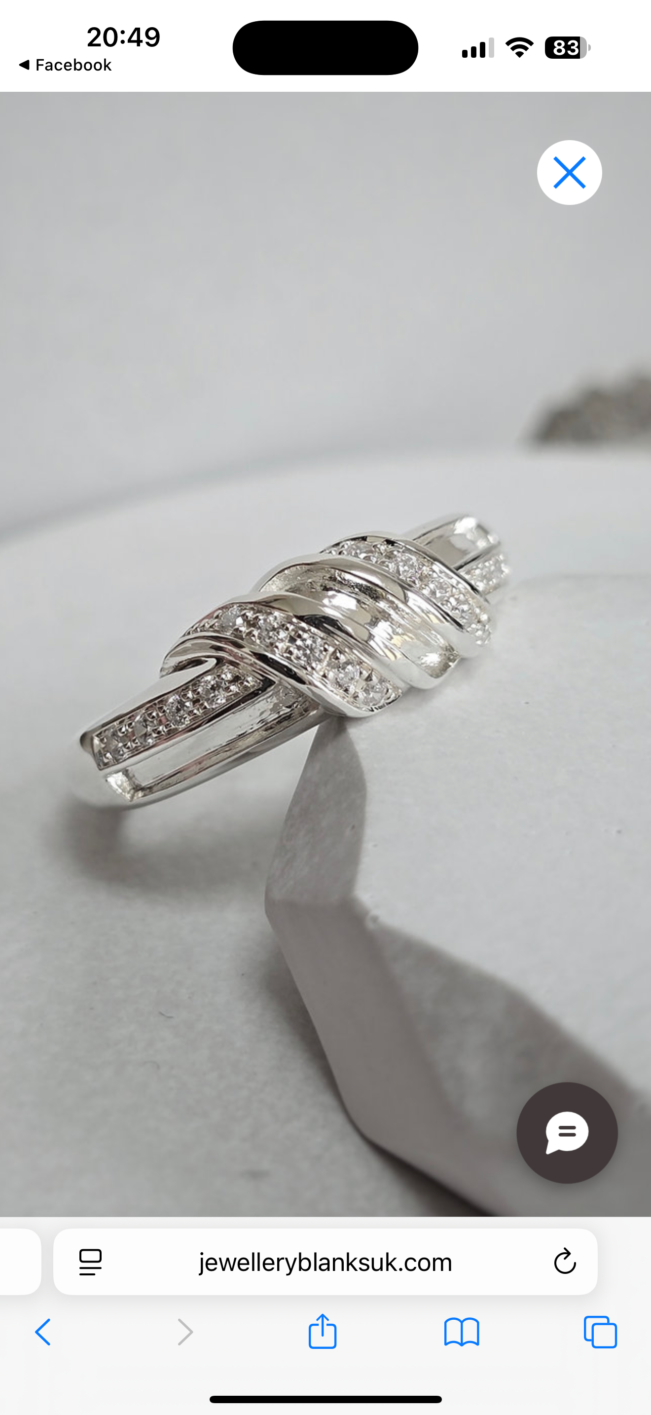 925 Silver Three Stone Knot Twist Band Ring